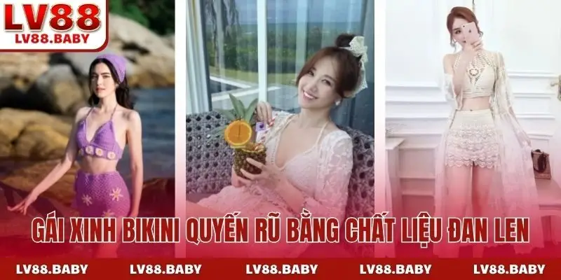 Gái xinh bikini quyến rũ bằng chất liệu đan len